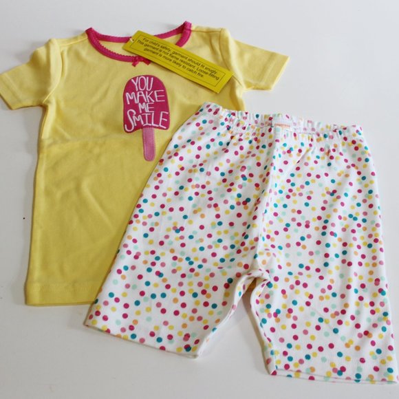 Gymboree Girl's Shortie Pajama Set Size 4 4T Yellow Popsicle Shorts Top - Picture 2 of 7